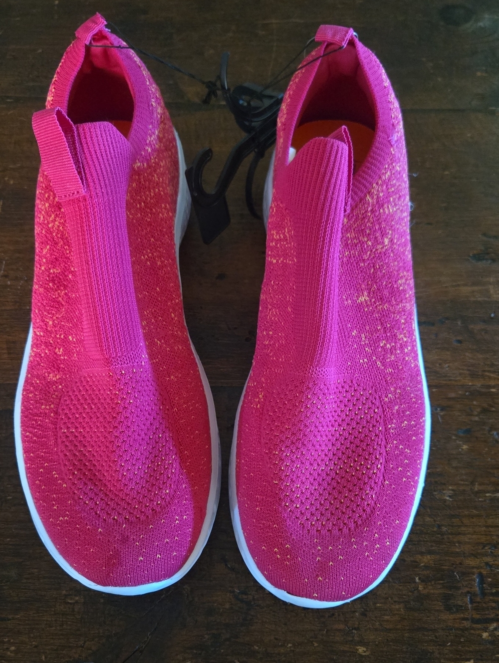 Avia Slip-On Athletic Sneakers in Hot Pink with Gold Accents